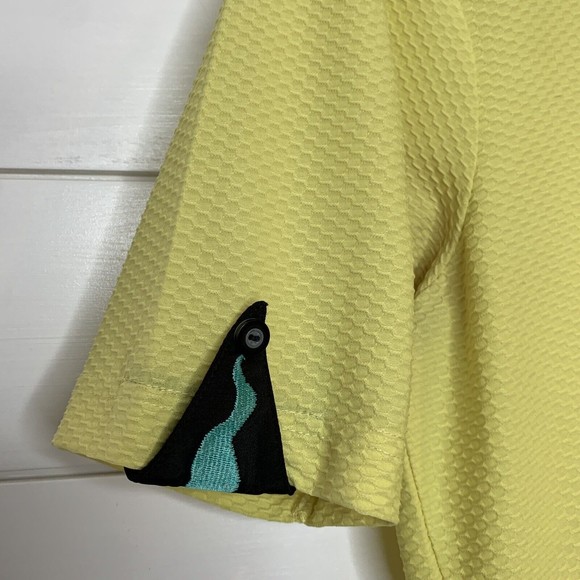 2 A Tee Women's Golf Polo Shirt Medium Textured Lightweight Yellow Green Unique - Picture 5 of 8